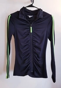 Energie Small Jacket Running Sport Exercise Black Zip Up Green Runched Cute - Picture 1 of 11