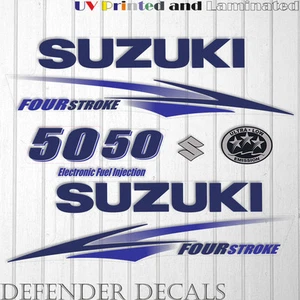 Suzuki 50 PS Viertakt Außenborder Motor Aufkleber Sticker Set Kit Reproduktion BLAU - Bild 1 von 1