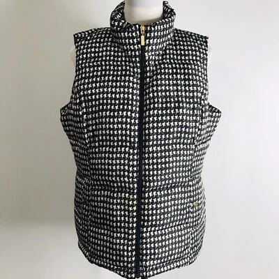 Charter Club Women's Vest Coat Size Large Black White Full Zip Standup Collar - Image 1 of 4