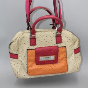 Guess Bolso de Hombro Hobo Bolso Imitación Cuero Hueso de Avestruz Rosa Naranja Colorido Grande - Imagen 1 de 18