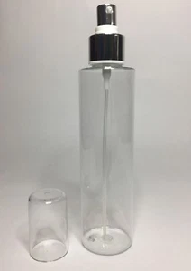 200ml Cylindrical PET Plastic Bottles And Shiny Silver Serum Pump *ANY AMOUNT* - Picture 1 of 2