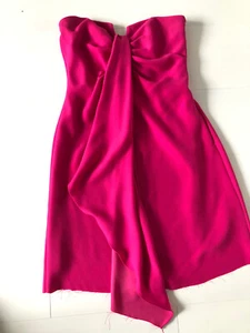 Coast Fuschia Pink Strapless Boned Coctail Party Dress Over The Knee Size 10 S - Picture 1 of 4