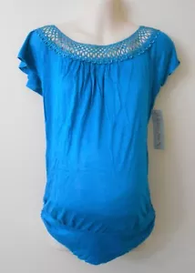 MATERNITY PREGNANCY WOMEN'S TOP SHIRT BLOUSE FUNNY - NECK - TURQUOISE - Picture 1 of 1