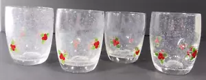 4 Crate & Barrel Hand Blown Fused Bubble Holly Christmas Glasses Robert William - Picture 1 of 9