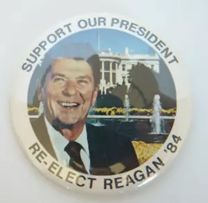 Vintage 1984 Re-Elect REAGAN '84 President 3" Pinback Button Campaign - Bild 1 von 2