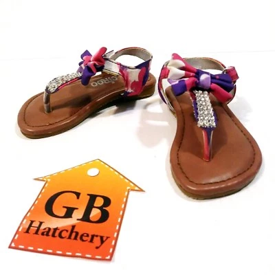 Sandalias de 5 tallas para niñas pequeñas zapatos estilo lazo estilo con tachuelas tie dye rosa niños Foto 1 de 4