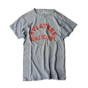 CHAMPION AVIATORS ATHL DEPT FLOCK PRINT T-SHIRT MEN'S SIZE 40 50s Vintage Used - Picture 1 of 5