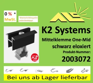 2003072 Mittelklemme K2 Systems sw .elox. OneMid 30-42mm, RECHNUNG mit 0% MwSt. - Bild 1 von 3