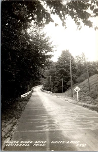 SOUTH SHORE DRIVE White Lake, Whitehall, MI RPPC postcard, 1947 908 - Picture 1 of 2