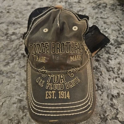Gorra de béisbol Dodge Motors Promo Envejecida Negra Marrón Bordada Ajustable Foto 1 de 3