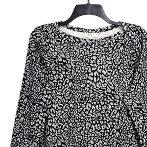 Style Co Top Damen M schwarz weiß bedruckt Supima Baumwolle 3/4 Schlitzärmel Freizeit - Bild 1 von 11