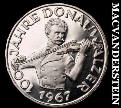 Áustria: 1967 Cinquenta Xelins Prata - Escolha Gem Proof Lustrous #G2304 - Imagem 1 de 2