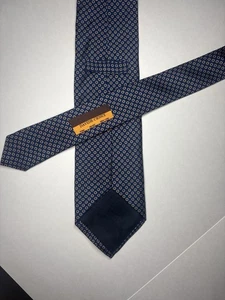 Corbata Davide Cenci Hombre Azul Geométrica 100% Seda 58” X 3.5” - Imagen 1 de 8