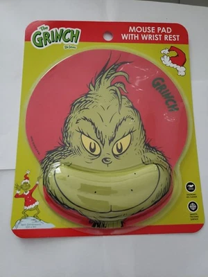 New Dr.Seuss The Grinch MOUSE PAD WITH WRIST REST Ergonomic Gel Cushion 10"x9" - Image 1 of 4