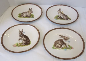 Williams Sonoma EASTER MEADOWS Bunny Rabbit Juego de 4 platos de ensalada ovalados - Imagen 1 de 20