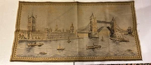 Vtg London Bridge Tapestry Wall Hanging 50” 25” Made France House Of Parliament - Picture 1 of 5