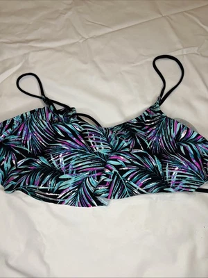 Top de Biquíni Island Soul Flounce Top Tamanho M Feminino Rosa Azul-petróleo Brilhante - Imagem 1 de 4