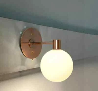 经典意大利 中世纪 原始黄铜 stilnovo one Opaline 玻璃 壁灯 dec — 第 1/4 张图片