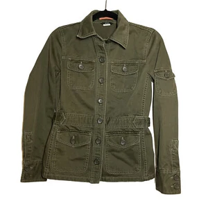 J. Crew VTG Y2K Utility Army Jacket Olive Green Womens XS Khaki Button Pockets - Picture 1 of 12