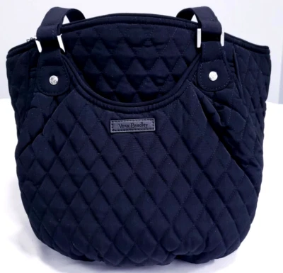 Vera Bradley Classic Black  Glenna Tote Purse Handbag Quilted Microfiber NWT - Image 1 of 4