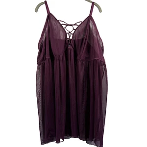 Torrid Women's Lingerie Chemise 6X Sheer Sexy Babydoll Nighty Burgundy Stretch - Bild 1 von 8