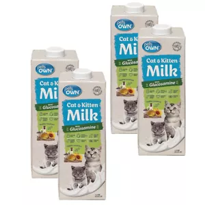 4x Pets Own Cat & Kitten Lactose Free Milk w/ Glucosamine Drinks Feeding/Food 1L - Picture 1 of 2