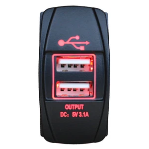 Power Outlet 12V24V Dual USB 6 Car Charger Rocker Switch size LED red - Imagen 1 de 5
