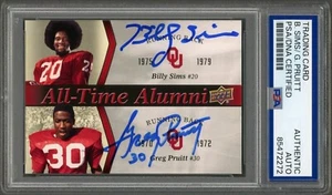 Billy Sims Greg Pruitt SIGNED 2011 Upper Deck All Time Alumni Card HOF Auto PSA - Picture 1 of 2