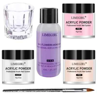 40ml Crystal Liquid With 45ml Acrylic Powder Kit Set Pink White Transparent - Image 1 of 4