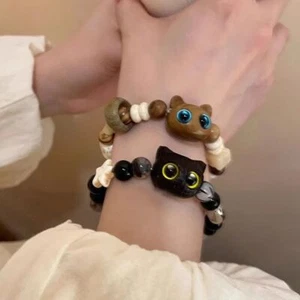 Handmade Animal Beaded Cartoon Girl Jewelry Gifts Cat Bracelet Women Men - Picture 1 of 7