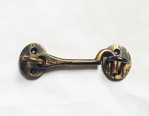 Gancho y ojo de cabina de hierro fundido antiguo de latón 100 mm 4" pulgadas puerta cobertizo - Imagen 1 de 2