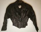 CHIA Womens Sm Black Snatch Waist Cropped Leather & Suede Jacket Vtg 80s Punk