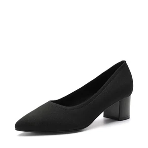 DREAM PAIRS Women Low Chunky Block Heel Pointed Toe Comfort Slip On Pump Shoes - Picture 1 of 1