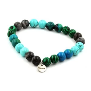 stones And Minerals. Labradorite + Chrysocolla + Turquoise Bead Bracelet - Picture 1 of 3