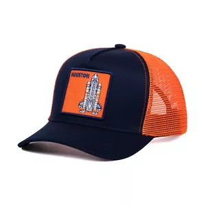 Houston Astros Blue & Orange Snapback Trucker Baseball Cap Hat - Picture 1 of 3
