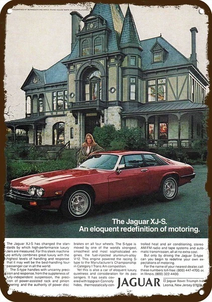 1979 JAGUAR XJ-S Red Sports Car Vintage-Look-Edge DECORATIVE REPLICA METAL SIGN - Image 1 of 1