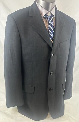 Hugo Boss Blazer Sport Coat Mens 40.S 3Roll Charcoal Da Vinci Lucca Virgin Wool - Image 1 of 4