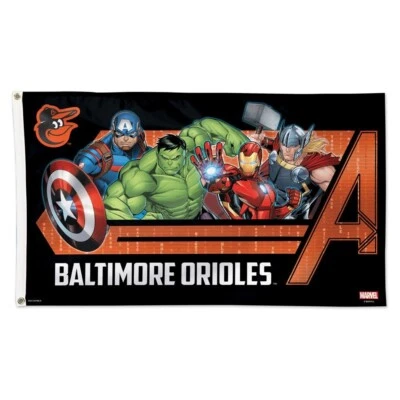 Wincraft Flag MLB Baltimore Orioles x Marvel Avengers Deluxe 3’x5’ Flag - Image 1 of 3