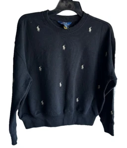NWT Polo Ralph LAUREN Girls Sweatshirt with Gold All Over Pony Logo Size L/12-14 - Picture 1 of 3