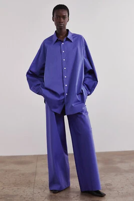 Nuevo Pantalón $1090 The Row Gala Algodón Suizo Pierna Ancha en Ultra Azul talla S Foto 1 de 3