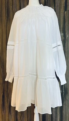 Michael Kors 白色分层棉质连衣裙 M 码 Cottagecore Bride Bridal Boho 全新带标签 — 第 1/4 张图片