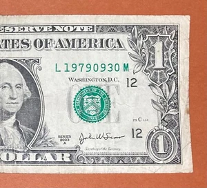 1979 September 30 ( L 19790930 M ) Birthday Note $1 One Dollar Bill - Picture 1 of 3