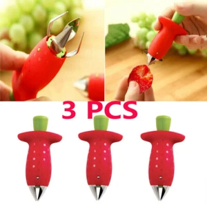 3 Pack Strawberry Tomato Stem Leaves Huller Remover Fruit Kitchen Corer Tool - Picture 1 of 6