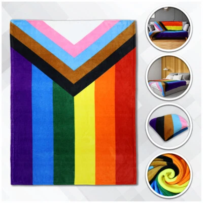 Manta Progress Pride Manta de felpa suave LGBT Rainbow Pride Manta 50x60 pulgadas Foto 1 de 4