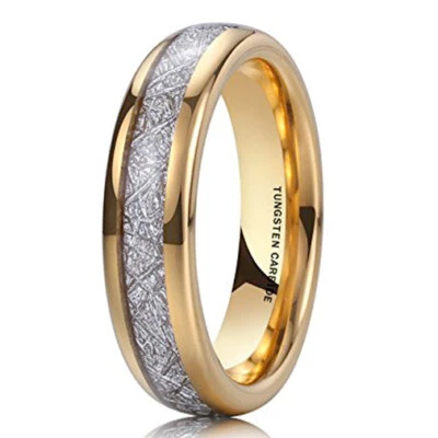 Alianza de boda eBay para mujer 6 mm oro tungsteno alianza inspirada en meteorito Foto 1 de 4