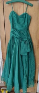 Vintage Jean Allen Evening Ball Gown Dress Green Long Size Small 30" Bust Tiered - Picture 1 of 20
