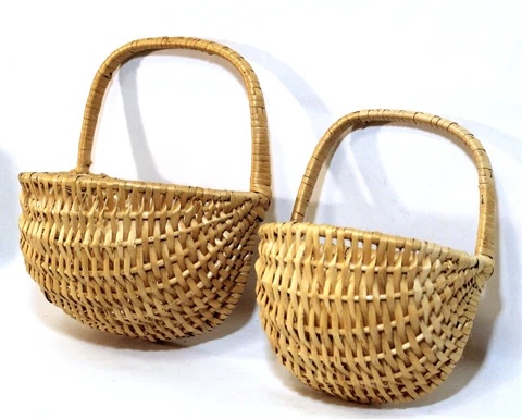 Vintage Wall Pocket Baskets Wicker Rattan Woven Hanging Planter Vase 2 Cover