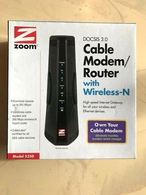 Zoom Cable Modem/Router Wireless-N Model 5350 -  DOCSIS 3.0 - Works Great! - Image 1 of 4