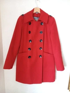 M&S UK 10 Women's Bright Red Double Breasted Peacoat Smart Classic - Picture 1 of 7