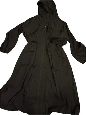 NWOT Athleta  Black Hooded  Longline Parka Rain Jacket Full Zip t Lightweight M - Image 1 of 4